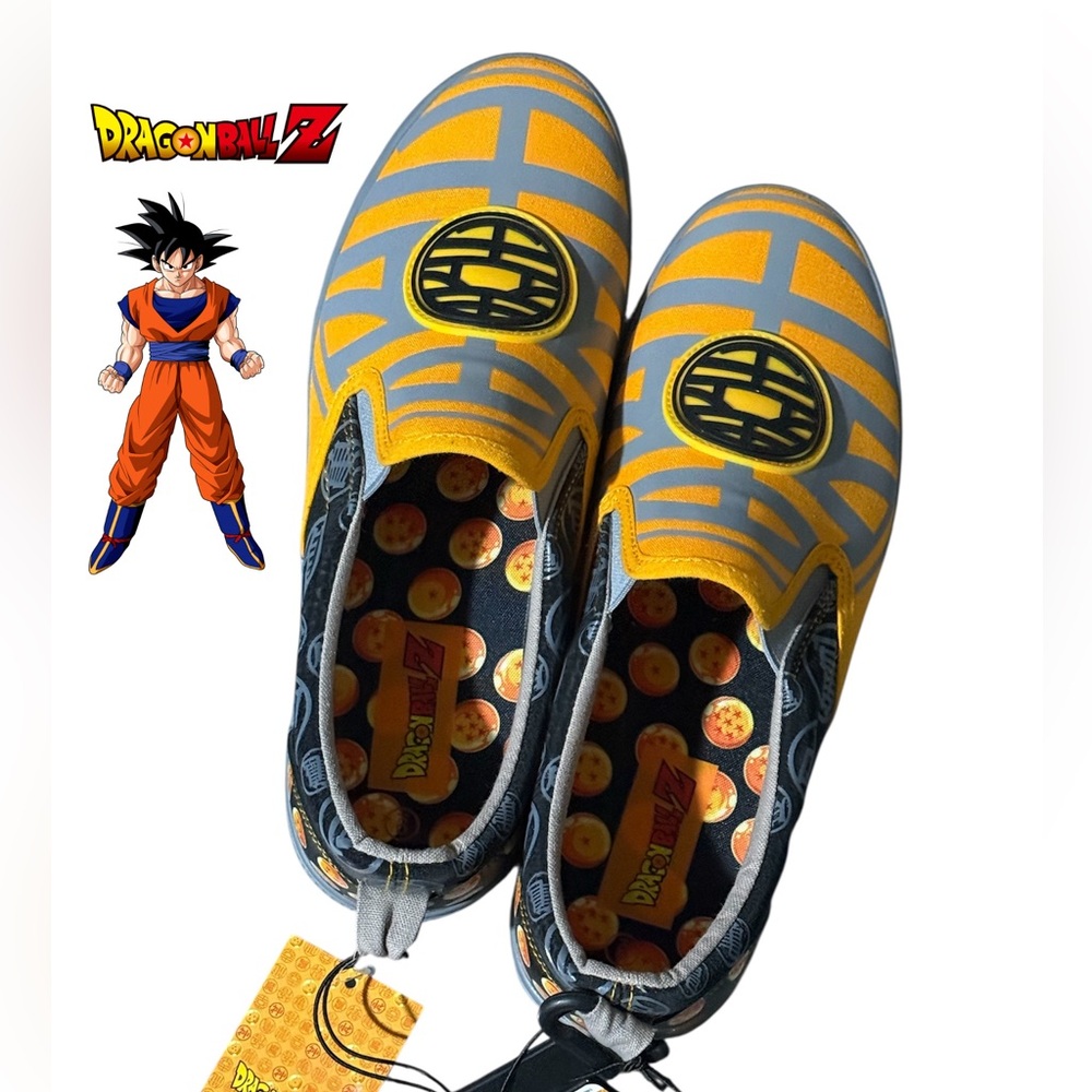 NWT Dragon ball Z Men's Slip On Sneakers-Yellow/Gray Men’s shoes size 9